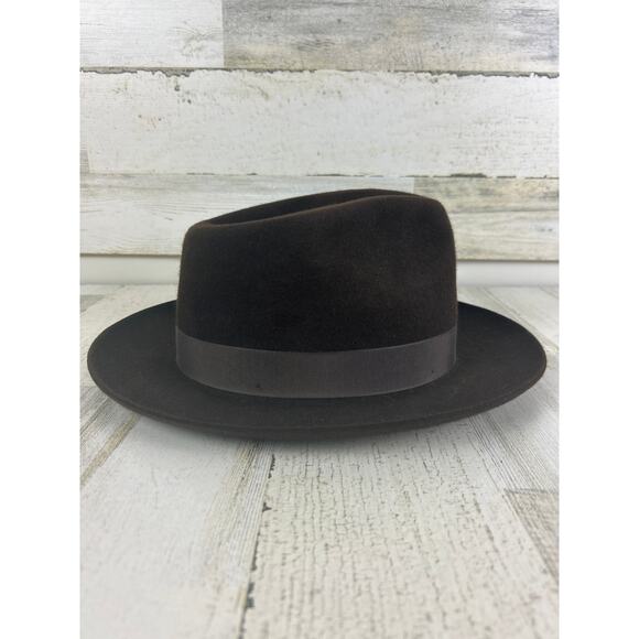 Biltmore Golden Pheasant Velour Mens 6 7/8 Terra Brown Felt Fedora - Picture 3 of 10